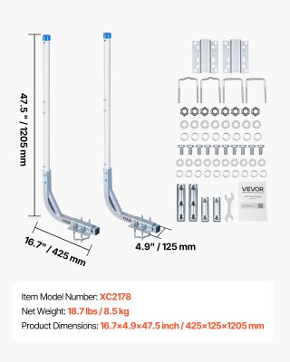 VEVOR Οδηγοί Τρέιλερ Σκαφών, Ρυθμιζόμενοι Οδηγοί Υψους 775 mm/1205 ...