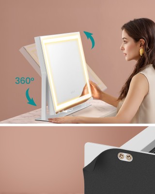 SONGMICS Καθρέφτης Μακιγιάζ με Φωτισμό LED, Ρεύμα, Αφής, Τηλεφώνου,...