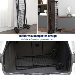 Costway Πτυσσόμενο Καρότσι Αγορών με Ρόδες Μαύρο TA10073DK Costway Πτυσσόμενο Καρότσι Αγορών με Ρόδες Μαύρο TA10073DK