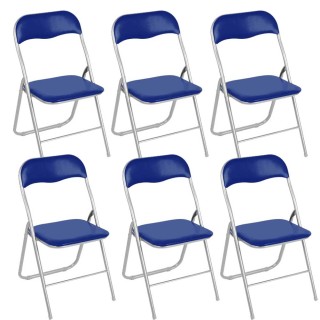 BAKAJI Σετ 6 Καρέκλες Επενδυμένες Πτυσσόμενες Χρώμα ΜΠΛΕ Δομή Ασημ... BAKAJI Σετ 6 Καρέκλες Επενδυμένες Πτυσσόμενες Χρώμα ΜΠΛΕ Δομή Ασημ...