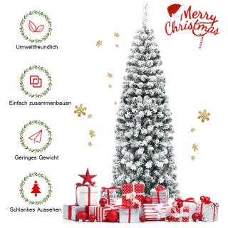 Costway  Τεχνητό Χριστουγεννιάτικο Δέντρο 180 εκ. με Χιόνι και Μετα...