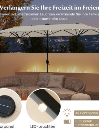 Costway Ομπρέλα Κήπου Μπεζ-Καφέ 400 x 240 εκ. NP12264BE