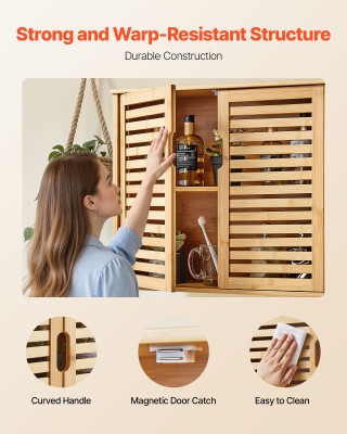 VEVOR Επιτοίχιο Ντουλάπι Μπάνιου με Δύο Πόρτες & Ρυθμιζόμενο Ράφι (...