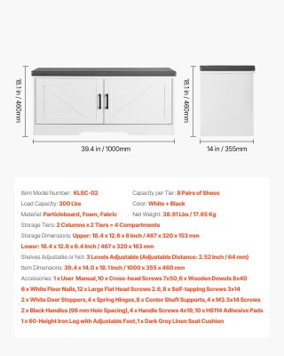 VEVOR Πάγκος Παπουτσοθήκης με Ρυθμιζόμενα Ράφια, 1000 x 355 x 460 χ... VEVOR Πάγκος Παπουτσοθήκης με Ρυθμιζόμενα Ράφια, 1000 x 355 x 460 χ...