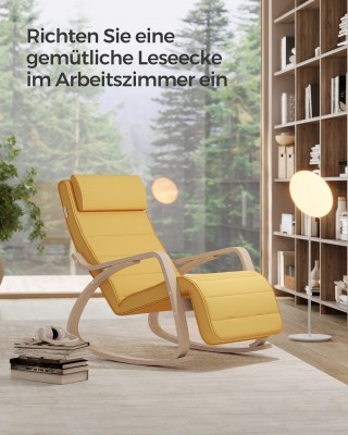 Κουνιστή Καρέκλα SONGMICS με Υποπόδιο - Παπαρούνα Κίτρινο