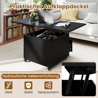 Costway Τραπέζι σαλονιού με ρυθμιζόμενη επιφάνεια 3-σε-1 αναδιπλούμ...