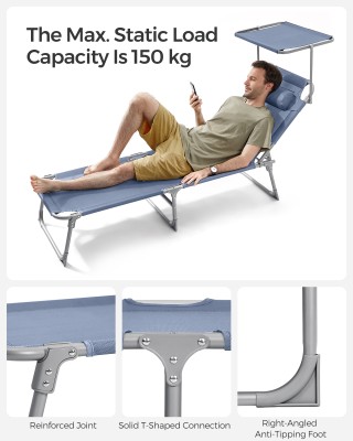 SONGMICS Πτυσσόμενη Ξαπλώστρα με Σκίαστρο και Ρυθμιζόμενο Προσκέφαλ... SONGMICS Πτυσσόμενη Ξαπλώστρα με Σκίαστρο και Ρυθμιζόμενο Προσκέφαλ...