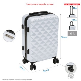 Galileo Μικρή Βαλίτσα με 4 Περιστρεφόμενες Ρόδες 360, Κλείσιμο με Δ...