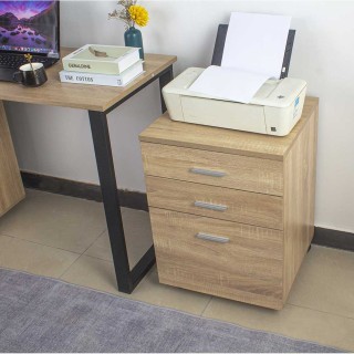 BAKAJI  Συρταριέρα Γραφείου Ξύλο MDF Ντουλάπι Εκτυπωτή 3 Συρτάρια Δ...