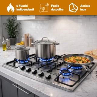 BAKAJI Πλατό Μαγειρέματος Inox 75cm με Μαντεμένιες Εστίες και Σχάρε... BAKAJI Πλατό Μαγειρέματος Inox 75cm με Μαντεμένιες Εστίες και Σχάρε...