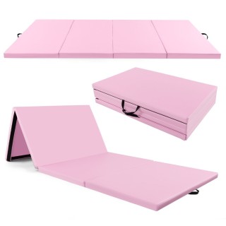 Costway Μεγάλη Ροζ Μαλακή Ψάθα από Συνθετικό Δέρμα με Κλείσιμο και ...