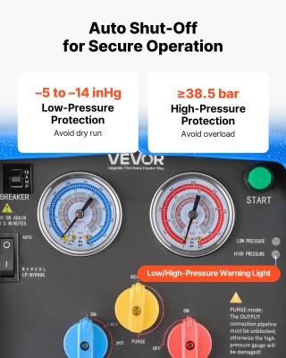 VEVOR Φορητή Συσκευή Ανάκτησης Ψυκτικού, 3/4 HP 220V 50Hz για Οικια...
