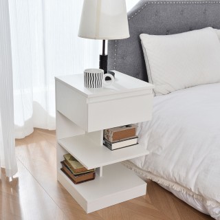 BAKAJI Μοντέρνο Κομοδίνο με 1 Συρτάρι και 2 Ράφια Εξοικονόμησης Χώρ... BAKAJI Μοντέρνο Κομοδίνο με 1 Συρτάρι και 2 Ράφια Εξοικονόμησης Χώρ...