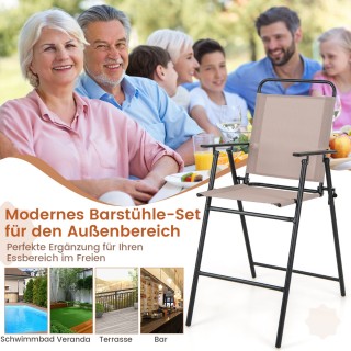 Costway  Σετ Αναδιπλούμενων Σκαμπό Μπαρ Εξωτερικού Χώρου 2/4 με Άνε...