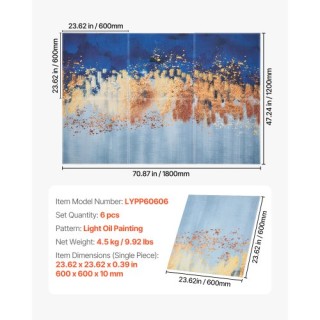 VEVOR Αυτοκόλλητα Ακουστικά Πάνελ 23.6x23.6 ιντσών (6 τεμάχια) για ...