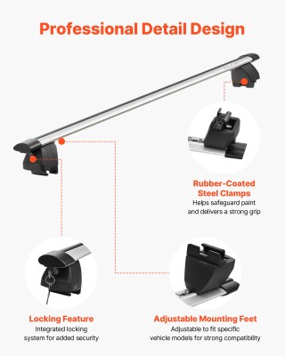 VEVOR Μπάρες Οροφής Αλουμινίου με Κλείδωμα, 165 lbs, Universal για ...