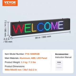 Προγραμματιζόμενη LED Πινακίδα 99x19cm P10 Πολύχρωμη  XGSGDBZP40X8H...