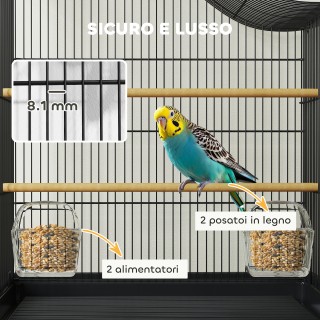 PawHut Κλουβί Πουλιών με 4 Πόρτες, 2 Μπολ, 2 Κοντάρια και Δίσκο, απ... PawHut Κλουβί Πουλιών με 4 Πόρτες, 2 Μπολ, 2 Κοντάρια και Δίσκο, απ...