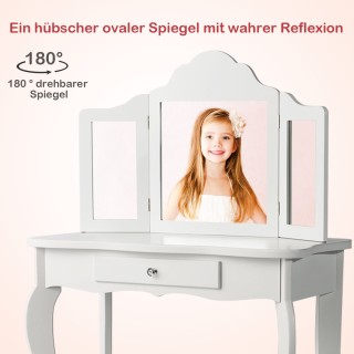 Costway Σετ τουαλέτας και σκαμπό για παιδιά με συρτάρι και καθρέφτη...