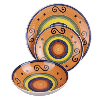 Galileo Σετ πιάτων 12 τεμαχίων από χειροποίητα ζωγραφισμένο κεραμικ...