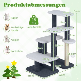 Costway Πύργος & Σκάλα Γάτας 2-σε-1 με Στύλο από Σιζάλ και 3 Μεγάλε...