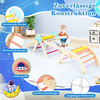 Costway Πολύχρωμο Σετ Αναρρίχησης 9 σε 1  Μοντεσσόρι με Τόξο Αναρρί...