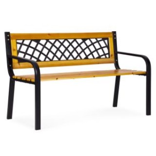 MULTIGARDEN Ξύλινο παγκάκι κήπου με διάτρητη πλάτη 118x52 εκ. πάρκο...