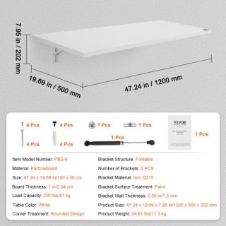 Πτυσσόμενο Επιτοίχιο Γραφείο 120 x 50 x 20,2 cm Λευκό BGSGZZPMBHB4V... Πτυσσόμενο Επιτοίχιο Γραφείο 120 x 50 x 20,2 cm Λευκό BGSGZZPMBHB4V...