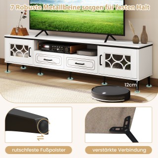 Costway Λευκός Μπαμπού Tv-Σκελετός με 2 Συρτάρια & 2 Πόρτες για Τηλ... Costway Λευκός Μπαμπού Tv-Σκελετός με 2 Συρτάρια & 2 Πόρτες για Τηλ...