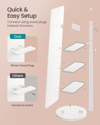 SONGMICS Περιστρεφόμενος Καθρέφτης Σώματος 360° Με Βάση, Ράφια & Γά...