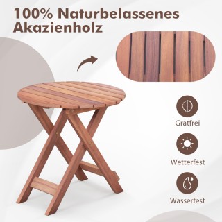 Costway  Μικρό στρογγυλό τραπεζάκι κήπου από ξύλο ακακίας 46 x 45 ε...