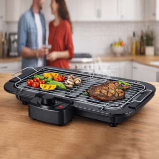 BAKAJI Ηλεκτρική Ψησταριά 2σε1: Επιτραπέζια και Εδάφους με Υποστήρι...