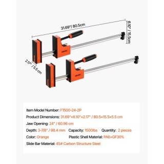 VEVOR Σετ Σφιγκτήρων Ξυλουργικής 2 Τεμαχίων 60.96cm Παράλληλοι Σφιγ...