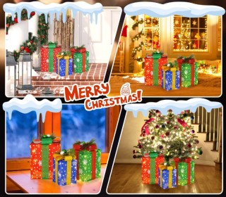 Σετ από 3 Φωτιζόμενα Αδιάβροχα Χριστουγεννιάτικα Κουτιά Δώρων με Φι... Σετ από 3 Φωτιζόμενα Αδιάβροχα Χριστουγεννιάτικα Κουτιά Δώρων με Φι...