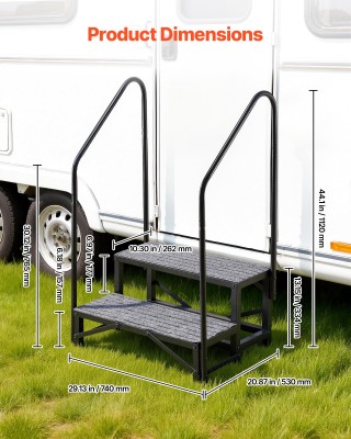 VEVOR Σκαλοπάτια RV 2 Βαθμίδων με Διπλές Χειρολαβές, Αντοχή 300 kg,...