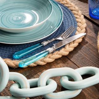 Villa DEste  Σετ 24 μαχαιροπίρουνα από ανοξείδωτο ατσάλι με μπλε λα...