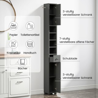 Costway Λεπτή Ντουλάπα Μπάνιου με 2 Πόρτες & 1 Συρτάρι & Ρυθμιζόμεν... Costway Λεπτή Ντουλάπα Μπάνιου με 2 Πόρτες & 1 Συρτάρι & Ρυθμιζόμεν...