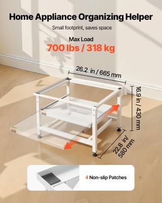 VEVOR Βάση Πλυντηρίου με Συρτάρι 410mm, 318kg, Λευκή DTPZJ2521INCRX...