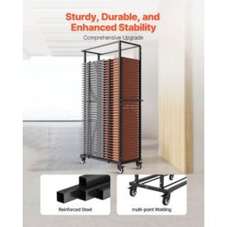 VEVOR Καρότσι Αποθήκευσης Καρεκλών με Ρόδες Κλειδώματος ZYTCYCHS60G...