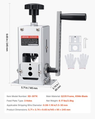 VEVOR Χειροκίνητο Μηχάνημα Απογύμνωσης Καλωδίων 1.5-30mm για Ανακύκ... VEVOR Χειροκίνητο Μηχάνημα Απογύμνωσης Καλωδίων 1.5-30mm για Ανακύκ...
