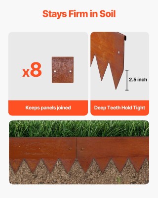VEVOR Σετ 6 Τεμαχίων Περιφράξεις Τοπίου από Υλικό Cor-Ten, 1016 x 1...