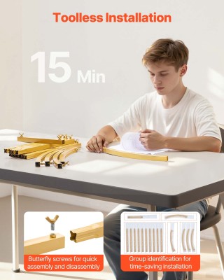 VEVOR Σετ Δύο Χρυσών Μεταλλικών Αψίδων Διακόσμησης 2.2 μ & 1.8 μ BY...