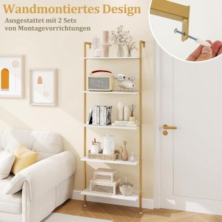 Ραφιέρα Τοίχου 5 Επιπέδων με Μεταλλικό Πλαίσιο και Ρυθμιζόμενα Πόδι...