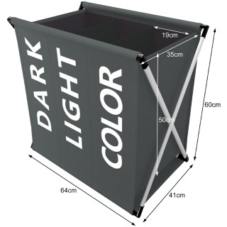 BAKAJI Πτυσσόμενο Καλάθι Απλύτων 3 Θέσεων Μεταλλικό & Υφασμάτινο, 6...