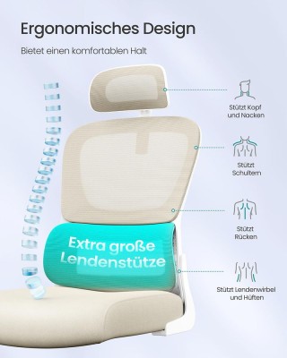 SONGMICS Εργονομική Καρέκλα Γραφείου με Πλέγμα και Αναδιπλούμενα Μπ...