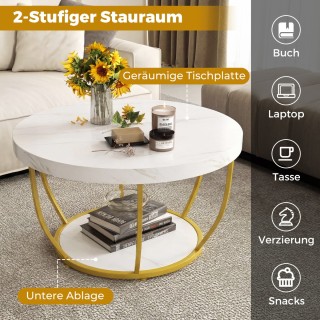 Costway Τραπέζι Καφέ Στρογγυλό με Δύο Επίπεδα και Μεταλλικό Πλαίσιο... Costway Τραπέζι Καφέ Στρογγυλό με Δύο Επίπεδα και Μεταλλικό Πλαίσιο...