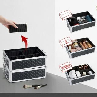 BAKAJI  Κασετίνα Μακιγιάζ 4 σε 1 Μαύρη Βαλίτσα Καλλυντικών Αισθητικ...