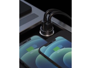 SWISSTEN Φορτιστής Αυτοκινήτου με 2 θύρες USB, 4,8 Α, Μεταλλικό Μαύ...