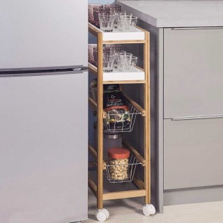 BAKAJI Καρότσι Κουζίνας Slim Εξοικονόμησης Χώρου Ξύλο Μπαμπού 4 Ρά... BAKAJI Καρότσι Κουζίνας Slim Εξοικονόμησης Χώρου Ξύλο Μπαμπού 4 Ρά...