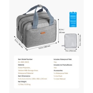 VEVOR Φορητή Τσάντα Θήλαστρου VEVOR, 11.4 x 6.3 x 8.3 in, Περιλαμβά... VEVOR Φορητή Τσάντα Θήλαστρου VEVOR, 11.4 x 6.3 x 8.3 in, Περιλαμβά...